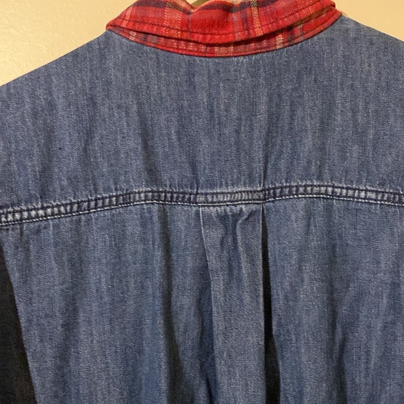 Free People Flannel Denim Button Down Shirt - Picture 7 of 10